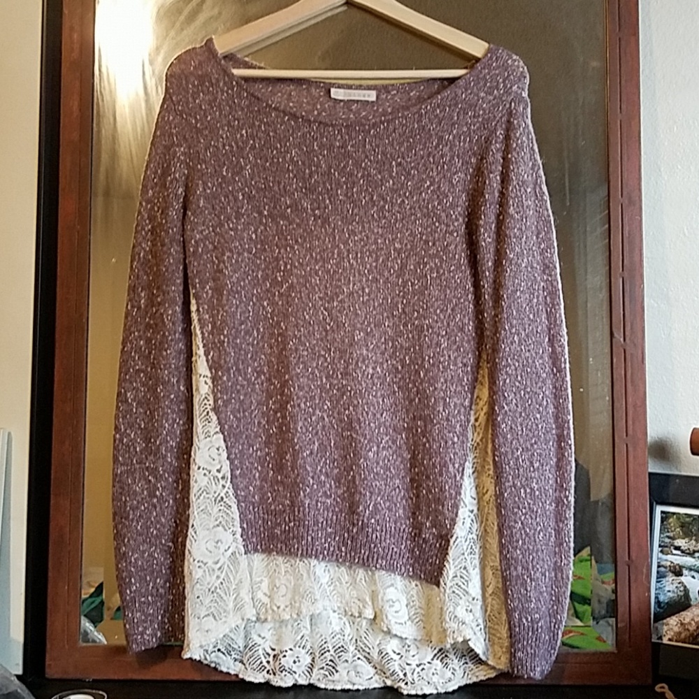 Hinge knit and lace sweater